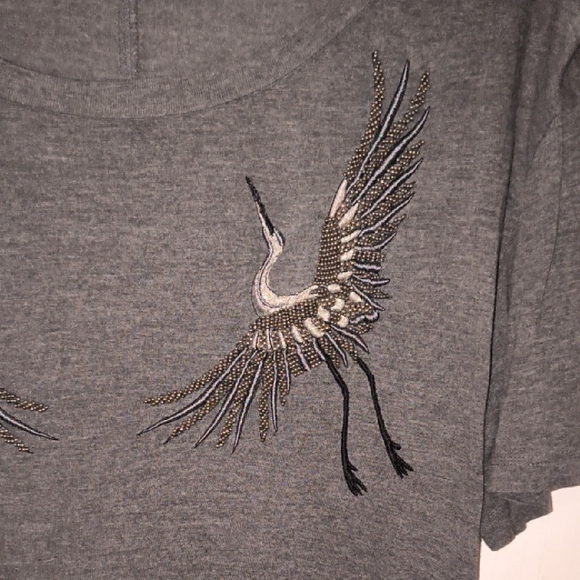 The Kooples Gray Embroidered Short Sleeve Tee - Picture 3 of 5